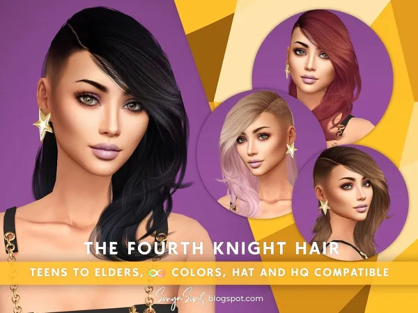 Alpha SonyaSims The Four Knight Hair - The Sims 4 Custom Content