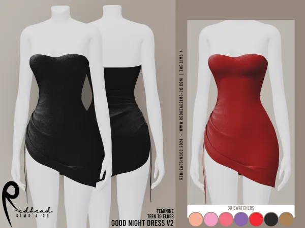 Alpha GOOD NIGHT DRESS V2 - The Sims 4 Custom Content