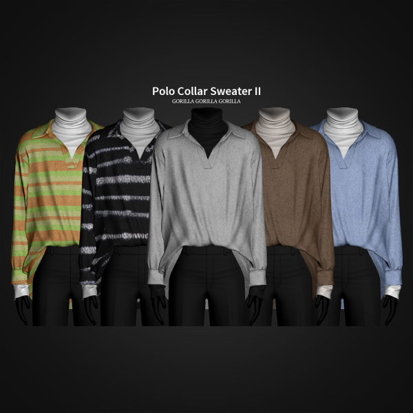 Alpha Polo Collar Sweater II by simsfinds - The Sims 4 Custom Content