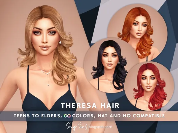 Alpha Theresa Hair by sonyasims - The Sims 4 Custom Content