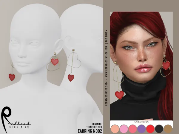 Alpha AF EARRING N002 by redheadsims - The Sims 4 Custom Content
