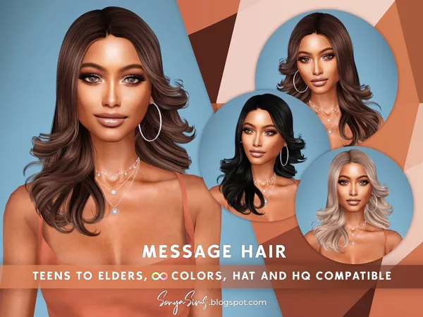 Alpha Message Hair by sonyasims - The Sims 4 Custom Content