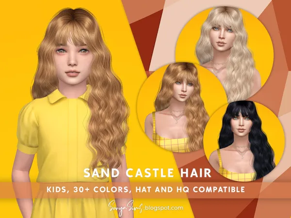 Alpha Sand Castle Hair Kids - The Sims 4 Custom Content
