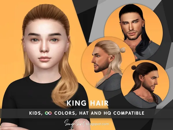 Alpha King Hair Kids - The Sims 4 Custom Content