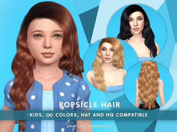 Alpha Popsicle Hair Kids - The Sims 4 Custom Content