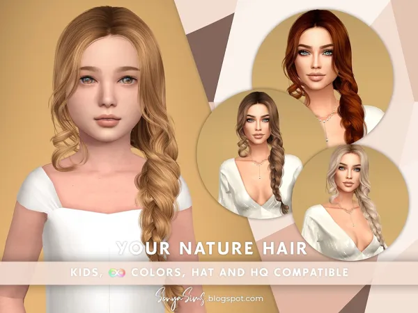 Alpha Your Nature Hair Kids - The Sims 4 Custom Content