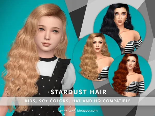 Alpha Stardust Hair Kids - The Sims 4 Custom Content
