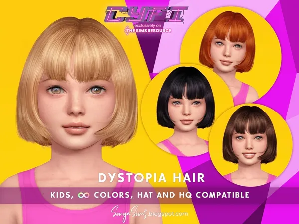 Alpha Dystopia Hair Kids - The Sims 4 Custom Content