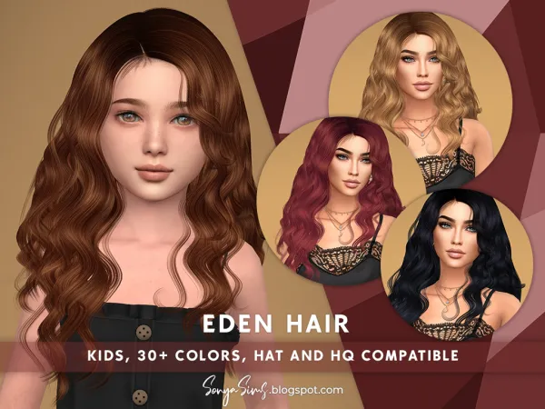 Alpha Eden Hair Kids - The Sims 4 Custom Content