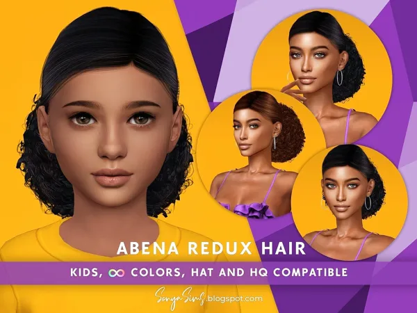 Alpha Abena Redux Hair Kids - The Sims 4 Custom Content