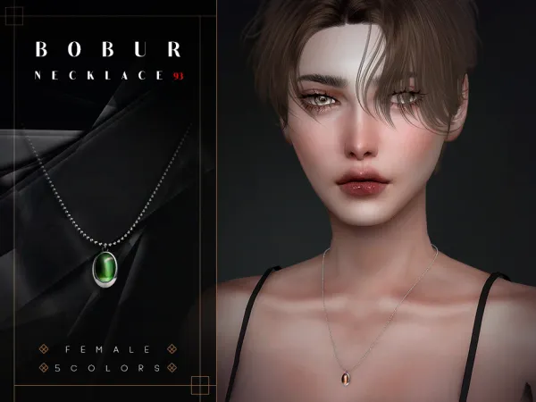 Alpha Pendant Necklace by Bobur - The Sims 4 Custom Content
