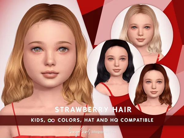 Alpha Strawberry Hair Kids - The Sims 4 Custom Content