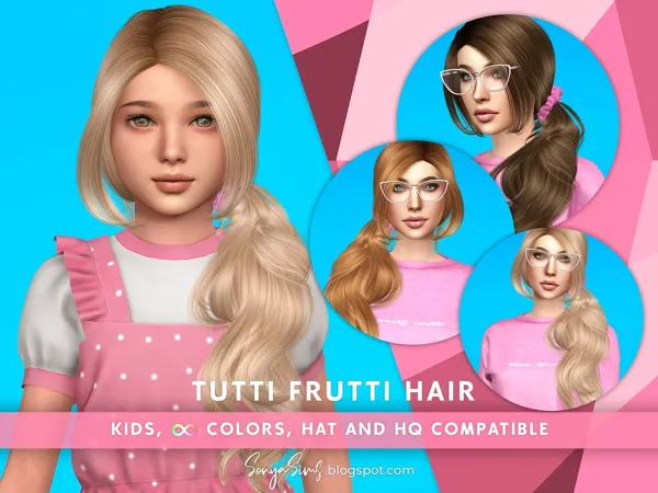 Alpha Tutti Frutti Hair Kids - The Sims 4 Custom Content