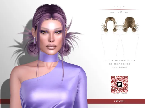 Alpha Lilo adult hairstyle by LEXEL_s - The Sims 4 Custom Content