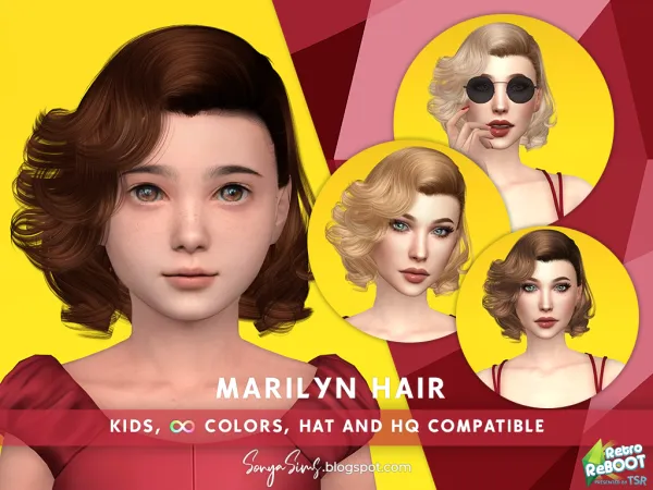 Alpha Marilyn Hair Kids - The Sims 4 Custom Content