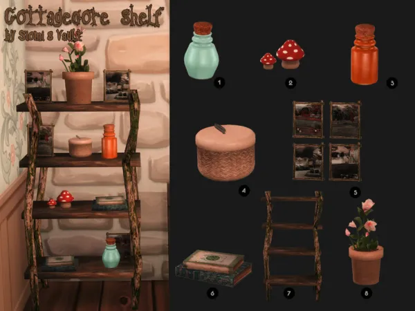 Maxis Match Cottagecore shelf by siomisvault - The Sims 4 Custom Content