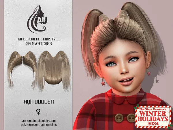 Alpha Gingerbread Toddler Hairstyle by Aurum - The Sims 4 Custom Content