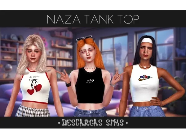 Alpha Naza Tank Top - The Sims 4 Custom Content