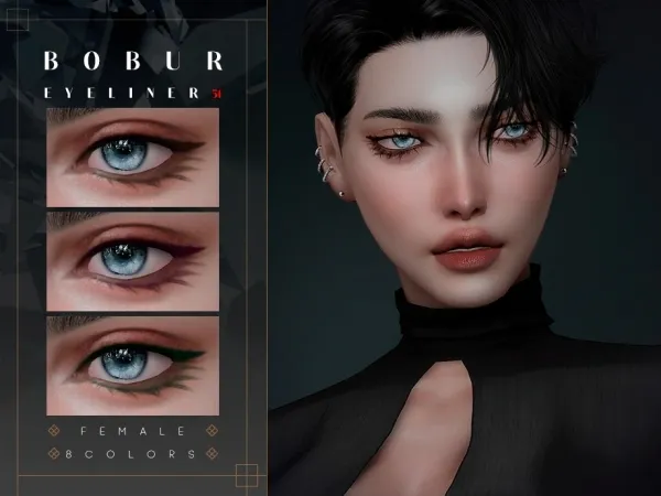 Alpha Bobur Eyeliner with 2D eyelashes - The Sims 4 Custom Content