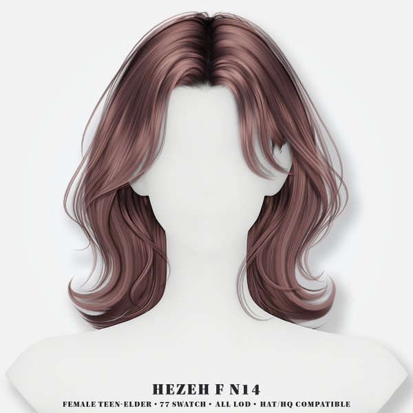 Alpha [Hezeh]FHair_No14 by hezeh - The Sims 4 Custom Content