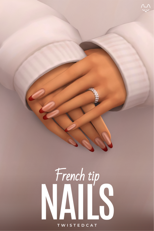 Maxis Match French Tip Nails by simsfinds - The Sims 4 Custom Content
