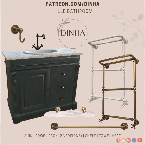 Alpha Ille Bathroom Collection by dinhagamer - The Sims 4 Custom Content
