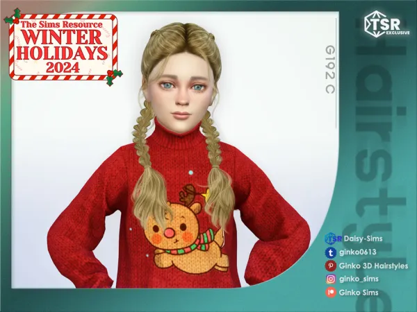 Alpha Winter Holidays 2024 Braided Hairstyle Ginko 192C - The Sims 4 Custom Content