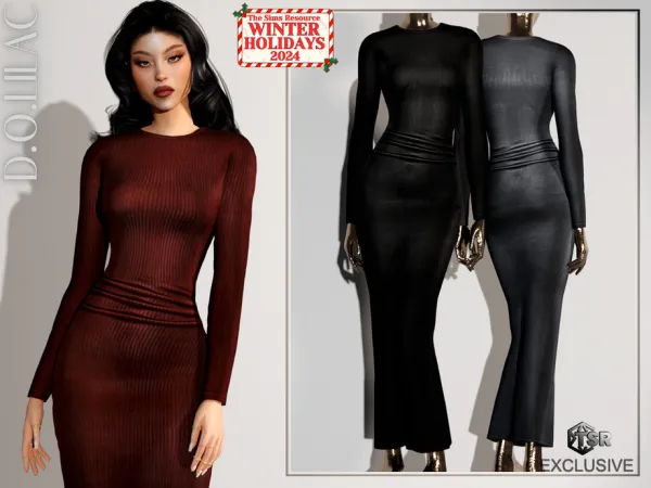 Alpha Silk Maxi Dress DO0632 by DOLilac - The Sims 4 Custom Content