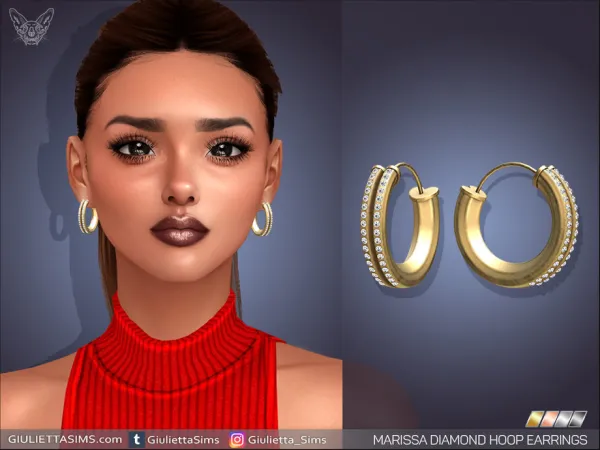 Alpha Marissa Diamond Hoop Earrings - The Sims 4 Custom Content