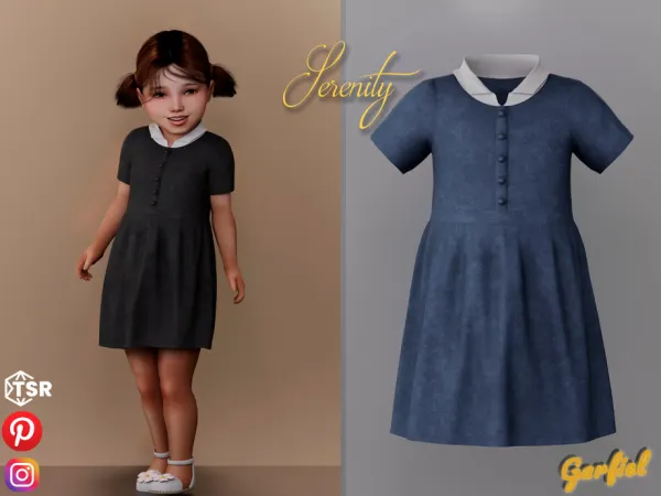 Alpha Serenity Cute corduroy button up dress with collar by Garfiel - The Sims 4 Custom Content