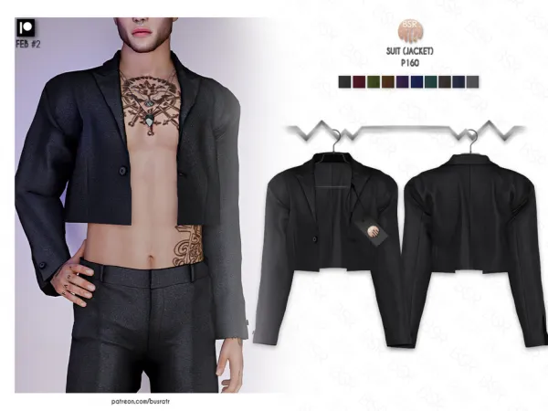 Alpha Suit Jacket P160 by busra - The Sims 4 Custom Content