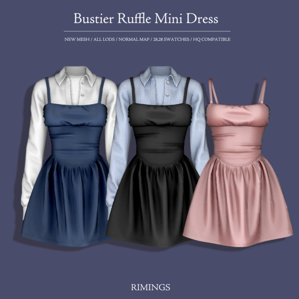 Alpha [RIMINGS] Bustier Ruffle Mini Dress by simsfinds - The Sims 4 Custom Content