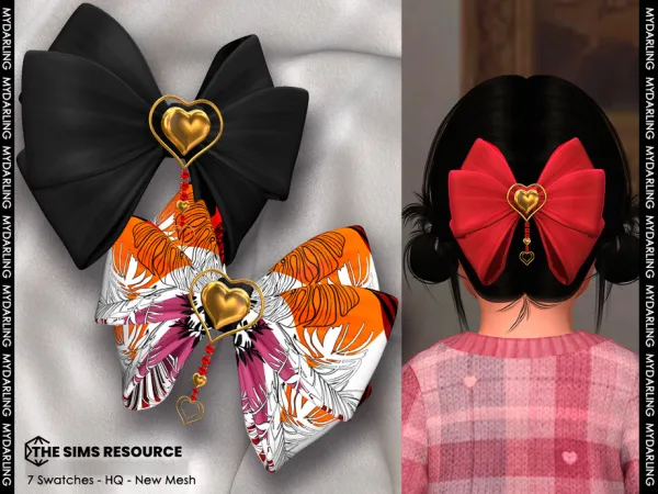 Alpha Toddler heart hair bow NA 745 by Mydarling20 - The Sims 4 Custom Content