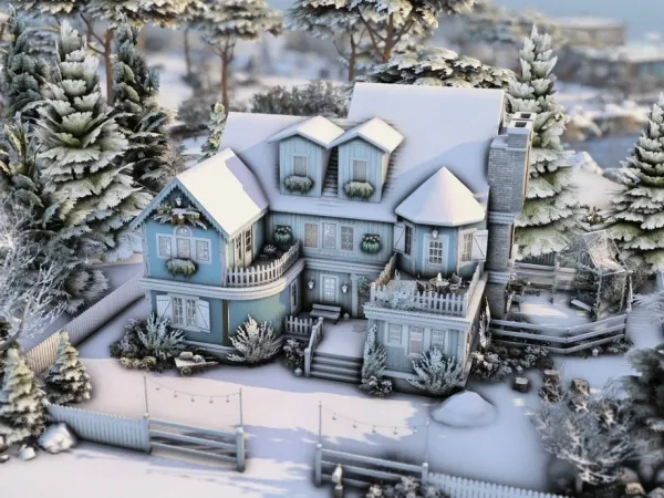 Maxis Match Blue Pine Tree Home - The Sims 4 Custom Content