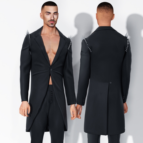Alpha Suit Blazer with Spike accents Shoulders by cool_content_star - The Sims 4 Custom Content