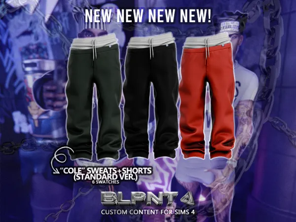 Alpha BLUPRNT 'Cole' Sweats Shorts Standard Version - The Sims 4 Custom Content