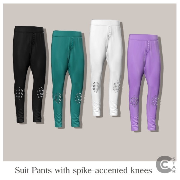 Alpha Suit Pants with Spike accents Knees by cool_content_star - The Sims 4 Custom Content