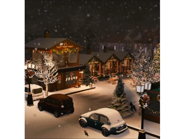 Maxis Match Christmas Park cafe bar ice rink by LiMaSims - The Sims 4 Custom Content