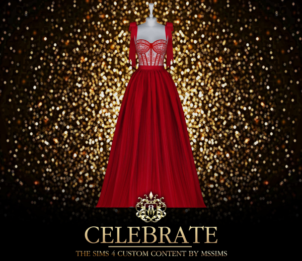 Alpha CELEBRATE GOWN by simsfinds - The Sims 4 Custom Content