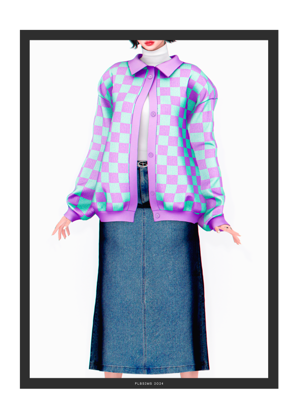 Alpha Igloo Sweater Denim Skirt by plbsims - The Sims 4 Custom Content