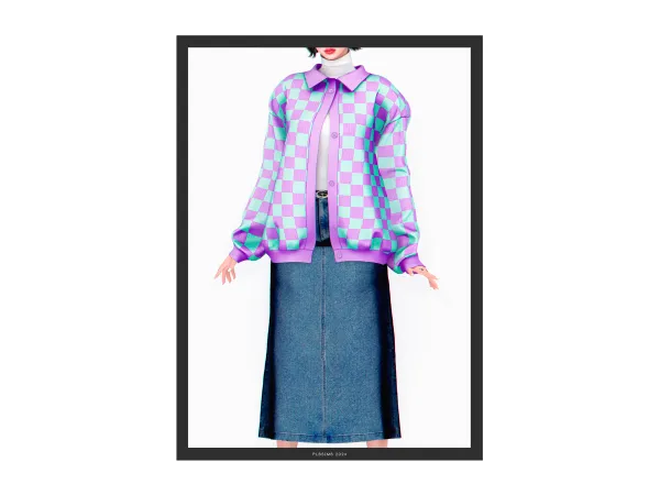 Alpha Igloo Sweater Denim Skirt - The Sims 4 Custom Content