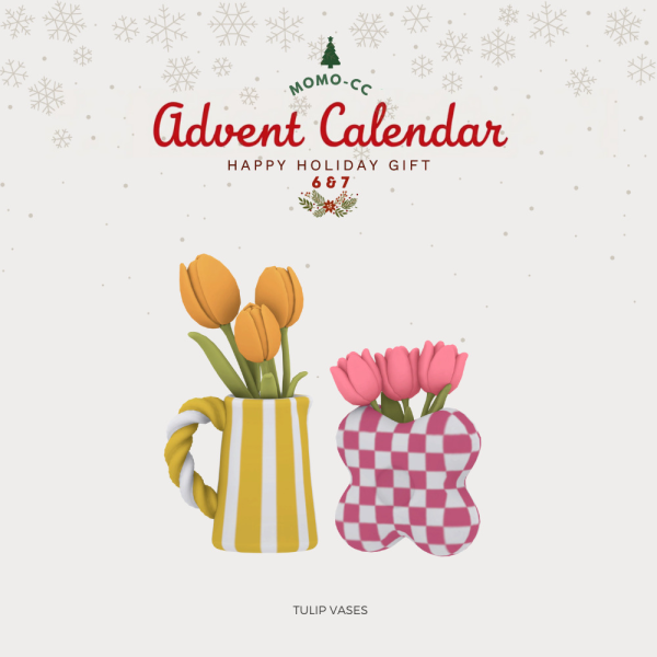Maxis Match Advent Calendar 2024 Day 6 7 Tulip Vases by simsfinds - The Sims 4 Custom Content