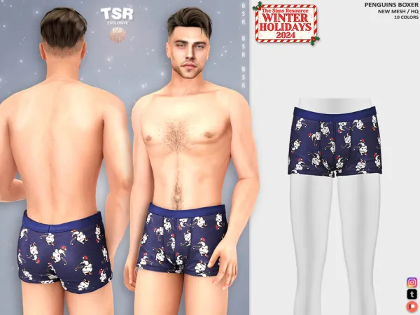 Alpha PENGUINS BOXER BD1405 tr by busra - The Sims 4 Custom Content