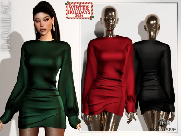 Alpha Draped Mini Dress DO0635 by DOLilac - The Sims 4 Custom Content