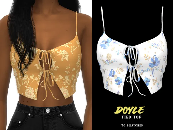 Alpha Doyle Tied Top by grafity-cc - The Sims 4 Custom Content