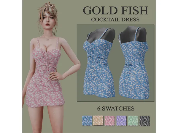 Mix GoldFish cocktail dress - The Sims 4 Custom Content