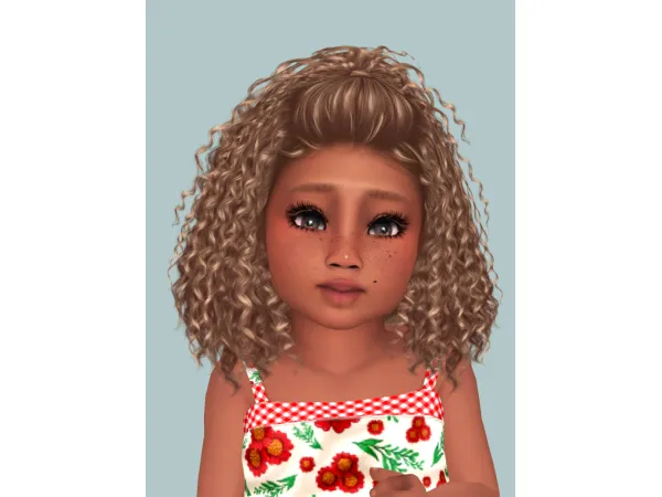 Alpha BRANDY KEYSHIA CURLY SHORT CUT HAIR CONVERSION FOR TODDLER AND CHILD - The Sims 4 Custom Content