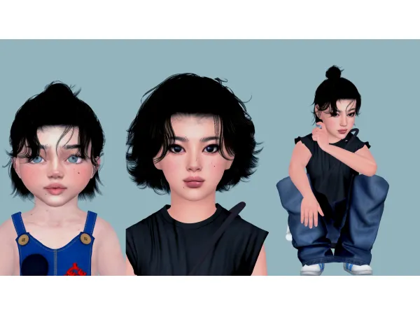 Alpha WINGS ER0815 FLUFFY MALE HAIR CONVERSION FOR CHILD by yourjinworld - The Sims 4 Custom Content
