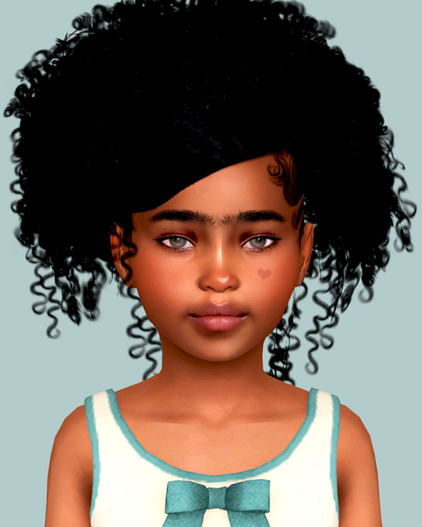 Alpha FASHIONSIMSTA curly ponytail V1 and 2 conversion for children by simsfinds - The Sims 4 Custom Content