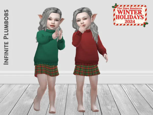 Maxis Match Toddler Xmas Jumper Skirt by InfinitePlumbobs - The Sims 4 Custom Content